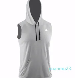 Men lu Outdoor Mens Sports T Shirt Mens Hooded Sleeveless Shirt Quick Dry Sweat-wicking Sho