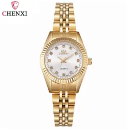 Relógios femininos chenxi marca superior de luxo senhoras relógio dourado para mulher vestido feminino quartzo relógios pulso à prova dwaterproof água 231201