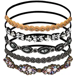 Elastisches Stirnband mit Strass-Perlen, modisches handgefertigtes elastisches Haarband mit Kristallperlen für Damen und Mädchen, Haarschmuck-Accessoires