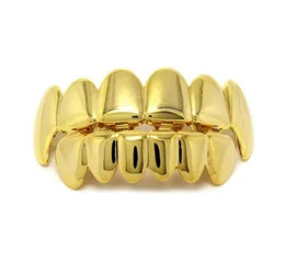 Men039s Gold Silver Teeth Grillz 6 Top Bottom Faux Dental Tooth Grills for Women Hip Hop Rapper Body Jewelry Gift9225616