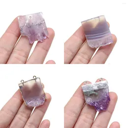 Pendant Necklaces Amethyst Natural Semi Precious Stone Irregular Shaped Crystal Bud Connector DIY Necklace Earrings Jewelry Accessories