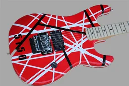Edward Lodewijk Van Halen 5150 (Laser Sticker) Electric Guitar, dekorerad med svarta och vita ränder, gratis frakt Hot