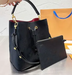 Bolsa de designer de luxo sacolas neonoe mulheres balde saco clássico em relevo bolsa feminina floral impresso couro totes mensageiro crossbody sacos de ombro carteira