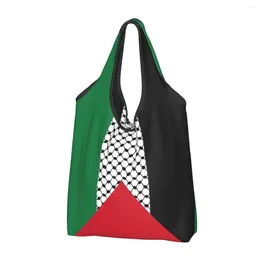 Сумки для покупок с флагом Палестины, продуктовые, прочные, большие, многоразовые, для переработки, складные, палестинская большая сумка Hatta Kufiya, моющаяся