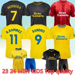 2023 2024 LAS PALMAS 축구 저지 Jonathan Viera 23 24 MAILLOTS SOCCER ROBER A. LEMOS ARAUJO RODRYGO ONTIVEROS CASTRO MALAGUISTA 남성 어린이 커스텀 축구 저지 키트