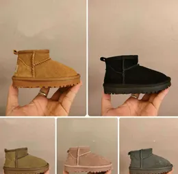 UG G Designer Australia AUS зимние ботинки детская зимняя теплая обувь для мальчиков и девочек Мини-сапоги Bailey Детские короткие сапоги Слипоны