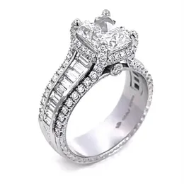 Choucong Einzigartige Eheringe Luxusschmuck 925 Sterling Silber Kissenform Weißer Topas CZ Diamant Edelsteine Ewigkeit Party Wom311p