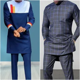 Etniska kläder kaftan 2-stycken män kläder sätter manliga kostymer outfit långärmad zip topp byxor afrikanska etniska traditionella sedvaner part m-4xl 231202