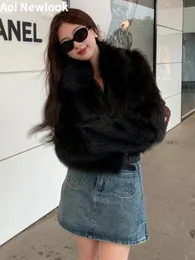 Kadın kürk sahte moda ekofri -dostu ceket kadınları sonbahar kış yüksek kaliteli tilki shearling kısa pembe tatlı peluş ceket 231202