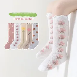 First Walkers 4 Pairslot Girl Socks Cutton Cotton Baby Knee Born Tube Tube Kids Long