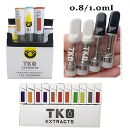 TKO 0.8ml 1.0ml Cartridges Ceramic Coil with Packaging TKO Extracts Dab Pen Wax 510 Thread Empty Oil Atomizer Carts