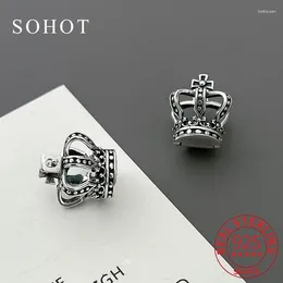 Stud Earrings Fashion Real 925 Sterling Silver Gothic Crown For Women Cute Fine Jewelry Minimalist Aretes De Mujer