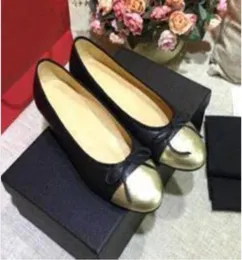 New woman Dress shoesSize 3442Designer Genuine soft Leather Rhombic Ladies Bow Shoes luxury Letter Classic sliver Sheepskin Flat 6394074