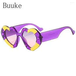 Sunglasses Ypanlkar Fashion Heart Women Luxury Vintage Diamonds Decoration Eyewear Female Gradient UV400 Sun Glasses