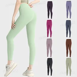 LL-152 Yüksek Bel Yoga Taytlar Kadın Fiess Tayt Çıplak Koşu Spor Pantolonları Dikişsiz Lu Sport Leggins Enerji Salonu Giyim Kıyafetleri