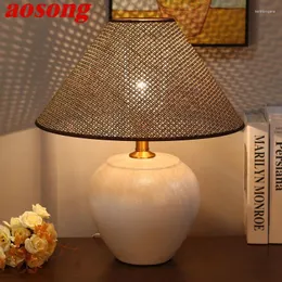 Table Lamps AOSONG Nordic Ceramic Lamp Modern Art Living Room Bedroom Study Villa LED Originality Desk Light