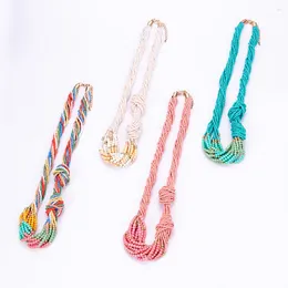 Pendant Necklaces 6Color Bohemian Style Fashion Charm Jewelry Resin Bead Handmade Multi Tassel Statement Choker Necklace Earring Set Women