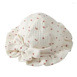 Hair Accessories Cotton Hat For Baby Muslin Hats Toddler Bucket With Strap Gauze Summer