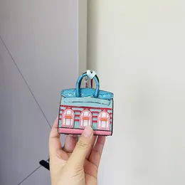 Keychains Tiny House Leather Mini Bag Charm Keyring Decorate Purse Keychain Pendant