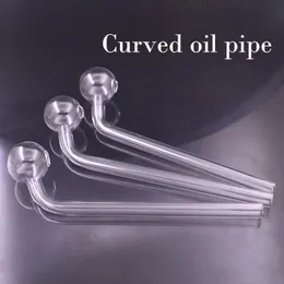 Big Size about 20cm Curved Glass Oil Burner Pipe Wax Concentrate Smoke Hand Pipe with 3cm Big Head Bowl Bubbler Glass Pipe 10pcs