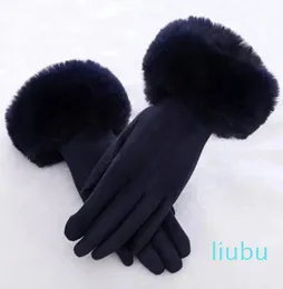 Guantes de cinco dedos para mujer, guantes cálidos de invierno para conducir con pantalla táctil de cuero