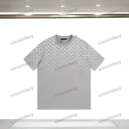 xinxinbuy men designer tee t shart paris letterグラディエント印刷短袖女性黒い青灰色のs-xl