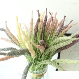 Decorative Flowers Wreaths Artificial Plants Onion Grass Simation Valley Spike Pe Flower Decoration Home Garden Wall Christmas Fake Dr BJ