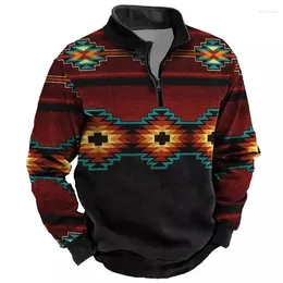 Men's Hoodies Zippered Sweater 3d Totem Print For Men Loose Oversized Top Autumn Outdoor Sportswear High-Quality Vintage Clothing