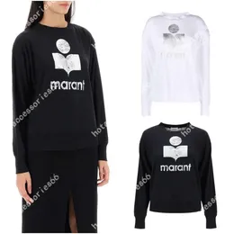 Designer Isabel Marant T-Shirts, funkelnde Buchstaben-Druck-T-Shirts, gerade Röhre, lässige Pullover, Baumwoll-Tops, Damen-Langarm-T-Shirts