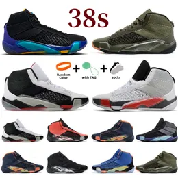 Jumpman 38 Aqua 38s Erkek Basketbol Ayakkabıları Merkezi Yıldız Krom Doernbecher Temel Zeytin Platin Playoffları Kırmızı Siyah Ters Temel Spor Spor ayakkabıları