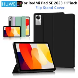 Tablet PC, Redmi Pad SE için Huwei Stand SEA KASASI 11 inç Trifolding Flip Stand Kapağı Kırmızı Mi Otomatik Uyku 231202