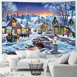 Tapisserier jul festlig atmosfär tapestry vägg hängande Xmas träd lyckligt år sovrum vardagsrum väggmålning konst dekor