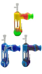 Hookahs Small Mixed color Silicone water pipe glass bong with 14mm glass bowl 10mm Titanium nails2265268