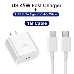 45W Super Fast Charger For Samsung Galaxy S22 S23 Ultra USB C Type C Cable Note 10 Plus Quick Fast Charging