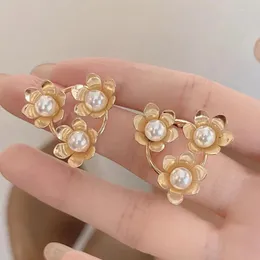 Dangle Earrings 10 Pair /lot Jewelry Fashion Metal Flower Pearl For Women