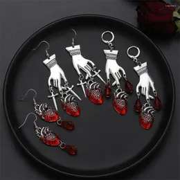 Hoop Earrings NCEE Bleeding Heart With Red Blood Drop Witchcraft Gothic Vampire Ghost Jewelry Fashion Women Gift