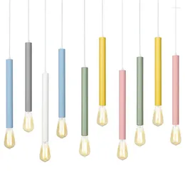 Pendant Lamps Modern Shop Living Room Droplight Rope Decorative Colored Straight Tube Kids Pendent Light Fixtures Hanging Lamp