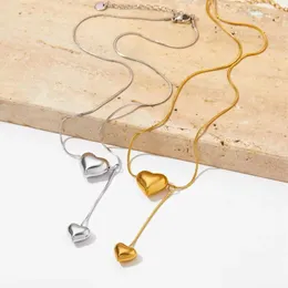 Hanger Kettingen 5 Stuks 18K Vergulde Roestvrij Staal Gladde Hart Charme Ketting Voor Vrouwen Waterdicht 2024 Party gift