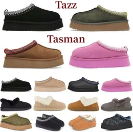 2023 Tasman Tazz Uggssy Chinelos Botas Chestnut Fur Slides Pele De Carneiro Shearling Mules Mulheres Homens Ultra Mini Plataforma Bota Sapatos Camurça Conforto Outono Inverno Booist 55ess