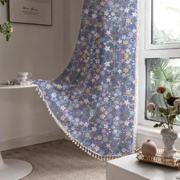 Cortina de algodão estampada floral janela estilo country americano adequado para sala de estar rústica quarto cozinha estudo baía