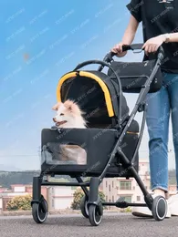 Dog Carrier Pet Stroller Two Dogs Out Trolley Puppy Cat Lightweight Folding Walking Cart