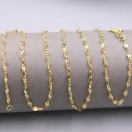 Chains Pure 999 24K Yellow Gold Chain 2mmW Women Lip Link Necklace 18inch 3-3.2g