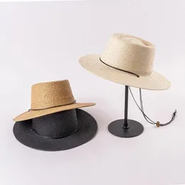 Berets 202303-hh5196 Summer Handmade Paper Grass Ring Top With Tether Strap Classic Fedoras Cap Men Women Panama Jazz Hat