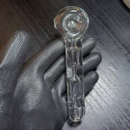 Clear handle glass pipe Glass bubbler smoking pipe Spoon Bubbler Hybrid Spill Proof smoking bong very practical design