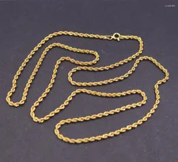 Ketten Echte reine 18-karätige Gelbgoldkette für Damen, Glücksbringer, 2 mm Breite, gedrehte Seil-Halskette, 3,2 g/50 cm