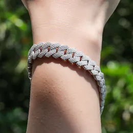 Moissanita chapada en cadena cubana, joyería de Rap, pulsera para hombre, Hip Hop, Sterling Sier, Punk, pulseras con dijes de diamantes, 1 Uds.