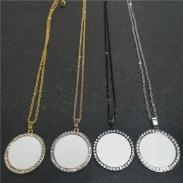 sublimation blank round necklaces pendants with stainless steel chain hot tranfer printing consumable factory price wholesale