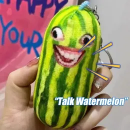 Funny Watermelon Strips Plush Keychain Creative Fruit Doll Keyring Women Backpack Bag Pendant Kids Birthday Gifts Accessories