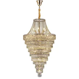 High Ceiling Crystal Chandeliers Light Led Lights Pendant Lamparas for Staircase Foyer Entrance Lighting