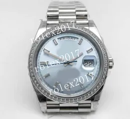 GSF Factory Uomo 904L 2836 DayDate Meteorite stampato con peso al tungsteno Quadrante argento nero con lunetta crestata con diamanti Lunetta automatica Zaffiro 40MM Orologi da polso